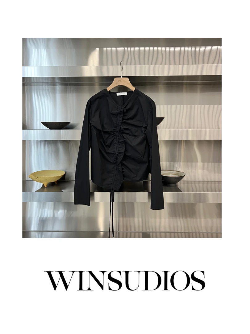 黑蝴蝶【Win小众定制款】设计款绑带设计衬衫