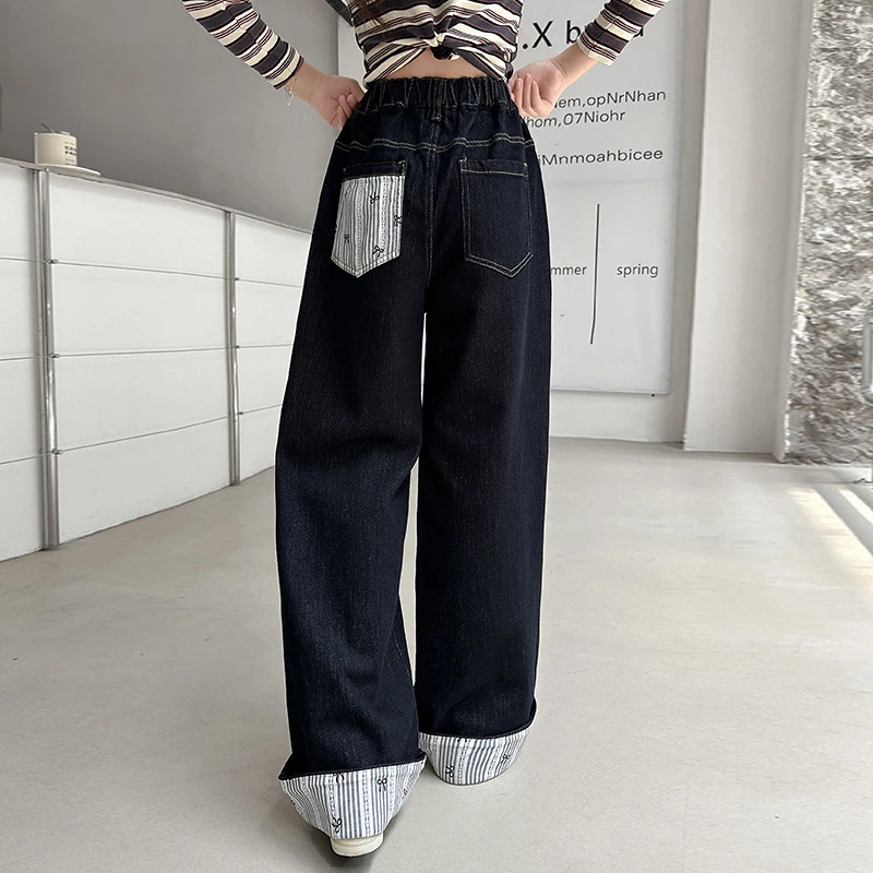 儿童秋装2025年新款大女童装宽松裤子春秋款牛仔裤秋季阔腿直筒裤