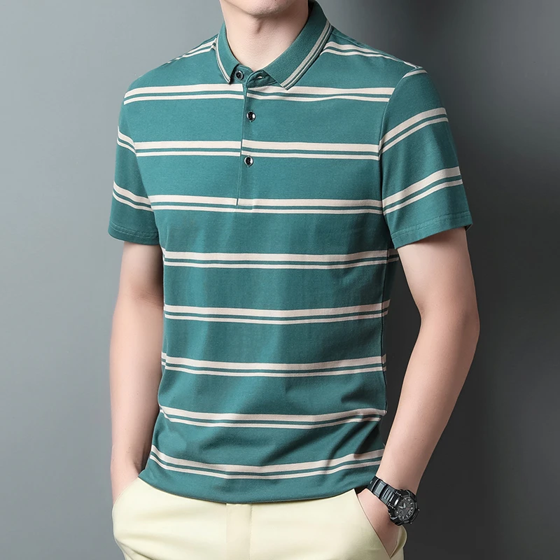 JEEPSPIRITt恤男短袖条纹商务休闲中青年Polo衫商务清凉透气夏季