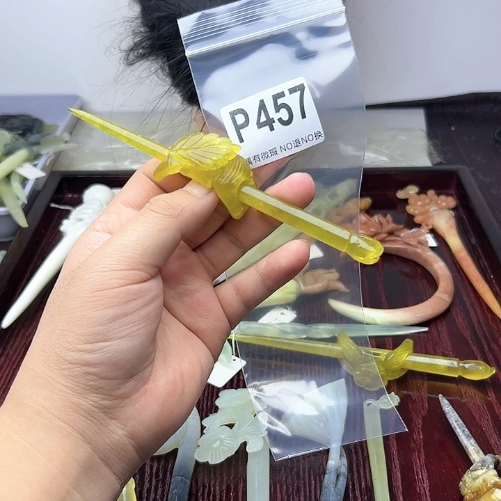 蛇纹石玉发饰合金轻*