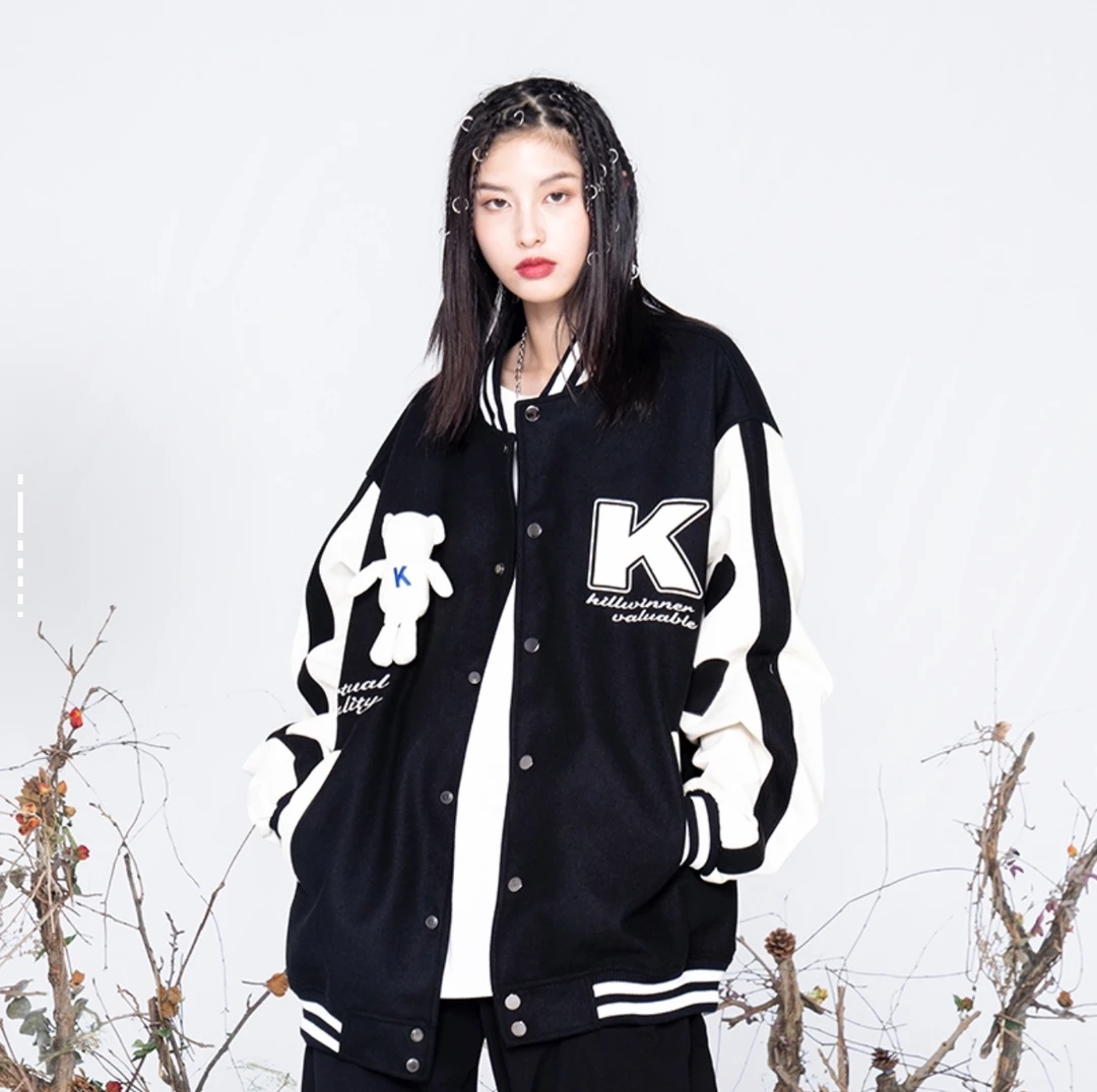 G01(ST)-31638-KIL（加厚）秋冬季熊熊玩偶设计时尚棒球服外套