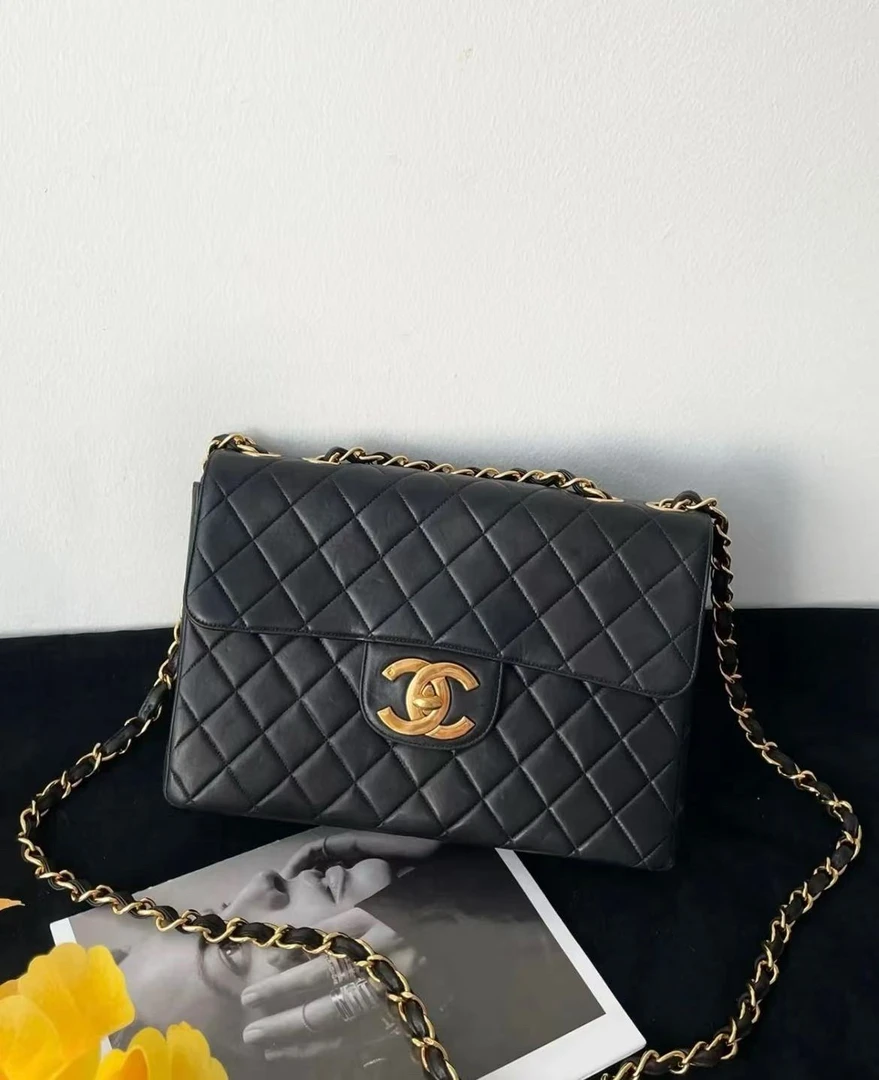 95新 Chanel/香奈儿 黑金贝嫂包 30cm 16588919