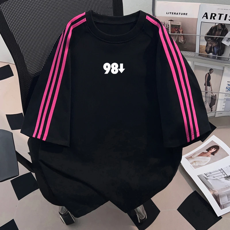 jtrt美式高街三条杠短袖t恤男女夏季2025新款重磅纯棉宽松上衣服