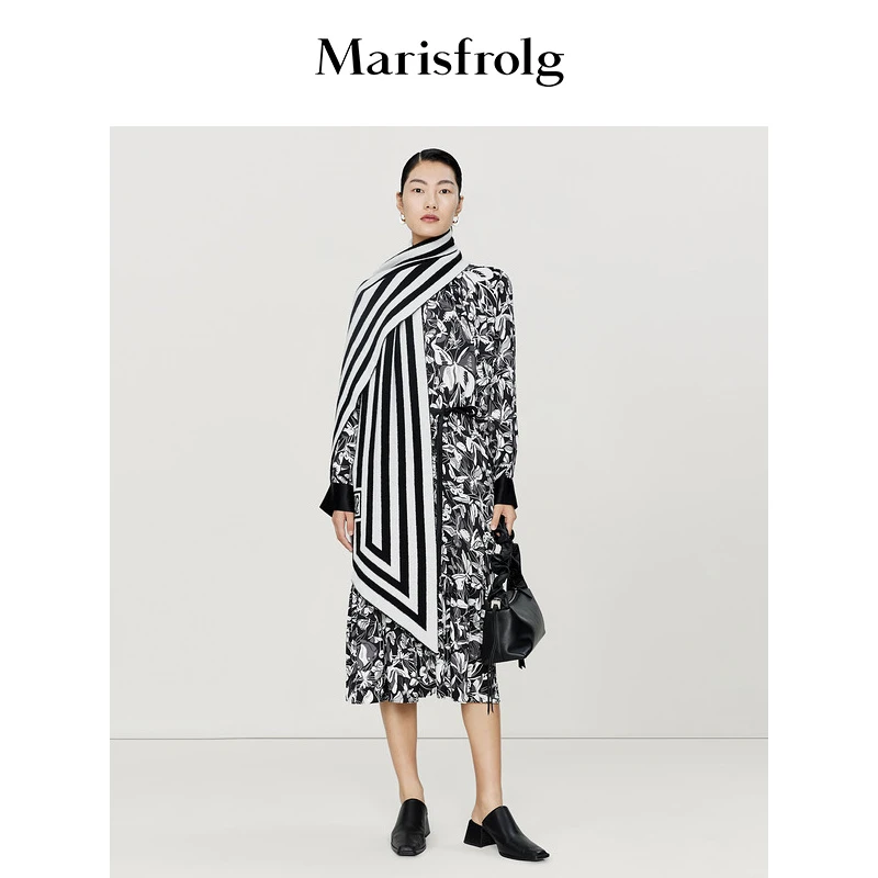 【商场同款新品】Marisfrolg/玛丝菲尔时尚撞色通勤连衣裙A1DE10576