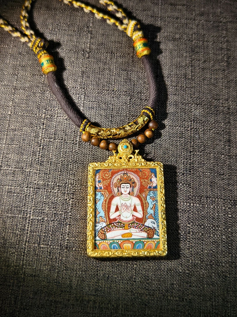 【恒艺唐卡】大势至唐卡纯手绘矿物质颜料98金金唐彩唐属马顺丰包邮