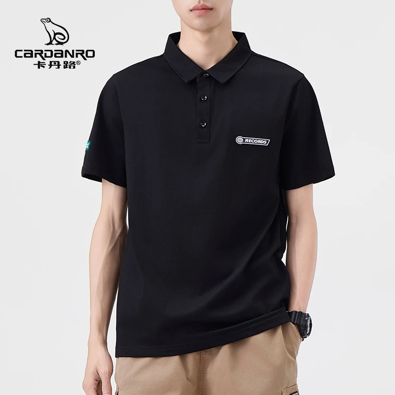 Cardanro/卡丹路夏季男士凉感休闲舒适透气宽松翻领POLO衫