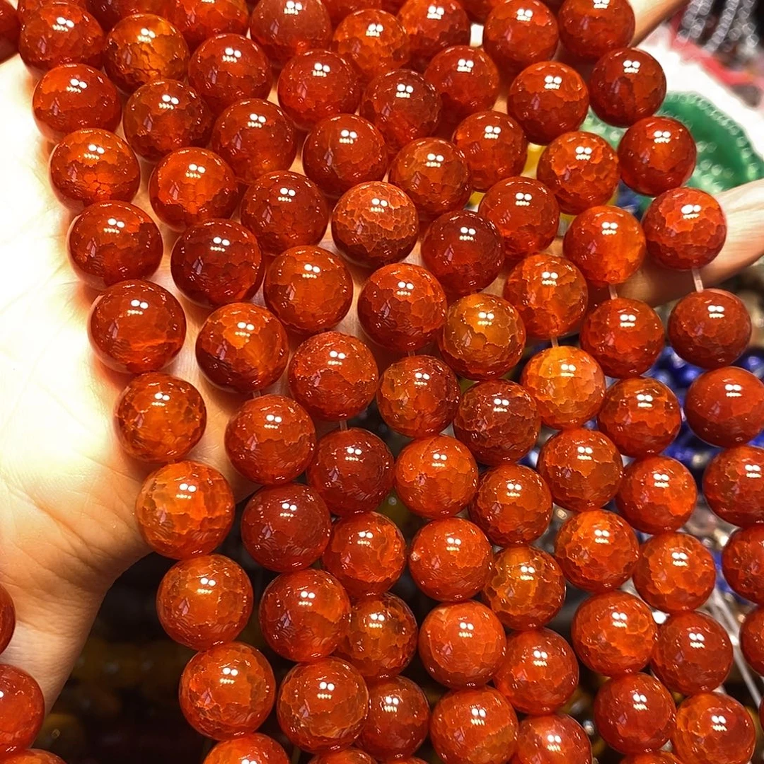 玛瑙/玉髓未镶嵌珠宝半成品12mm红龙鳞玛瑙一条