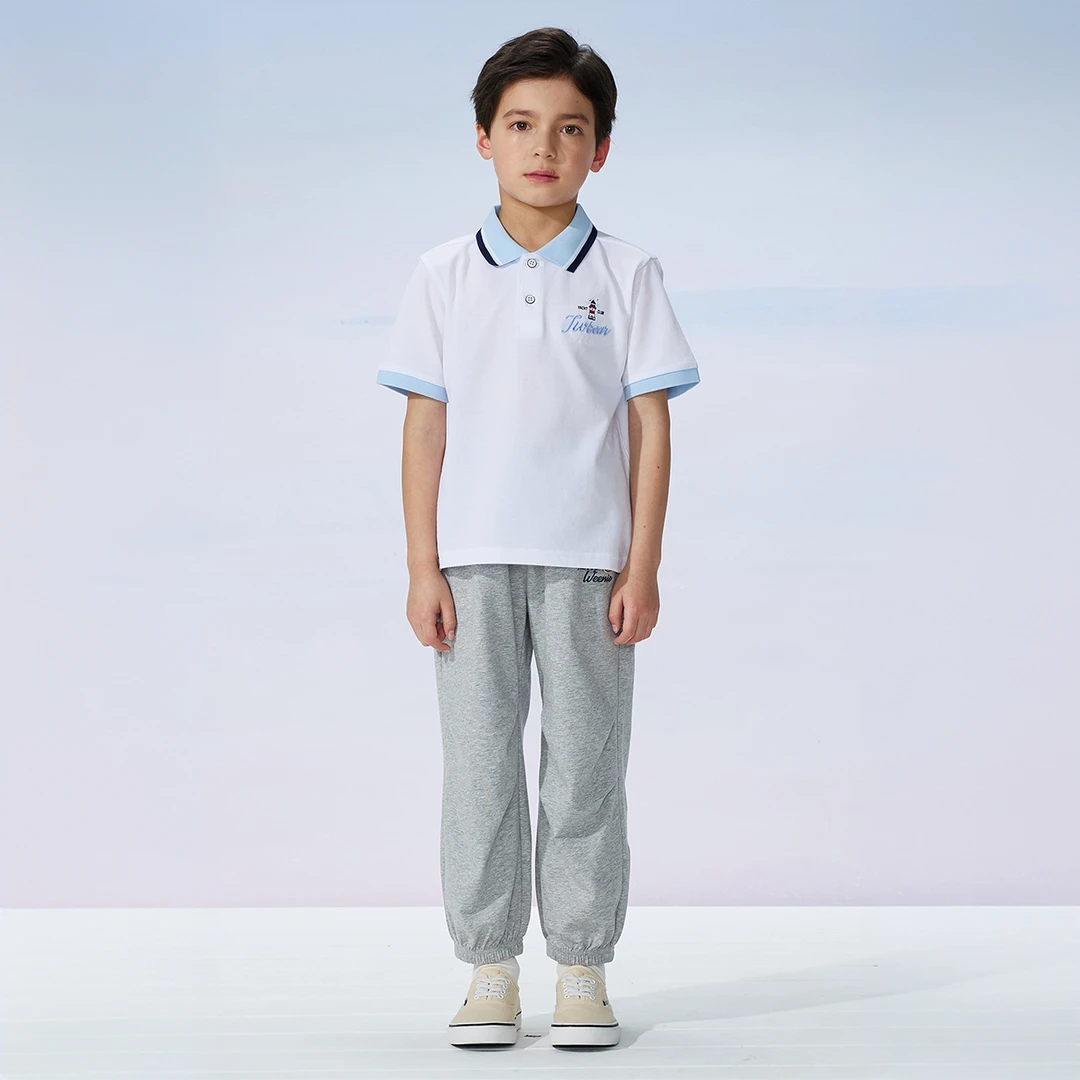 TeenieWeenie Kids夏款男童经典撞色领polo衫打底衫TKHA252401K