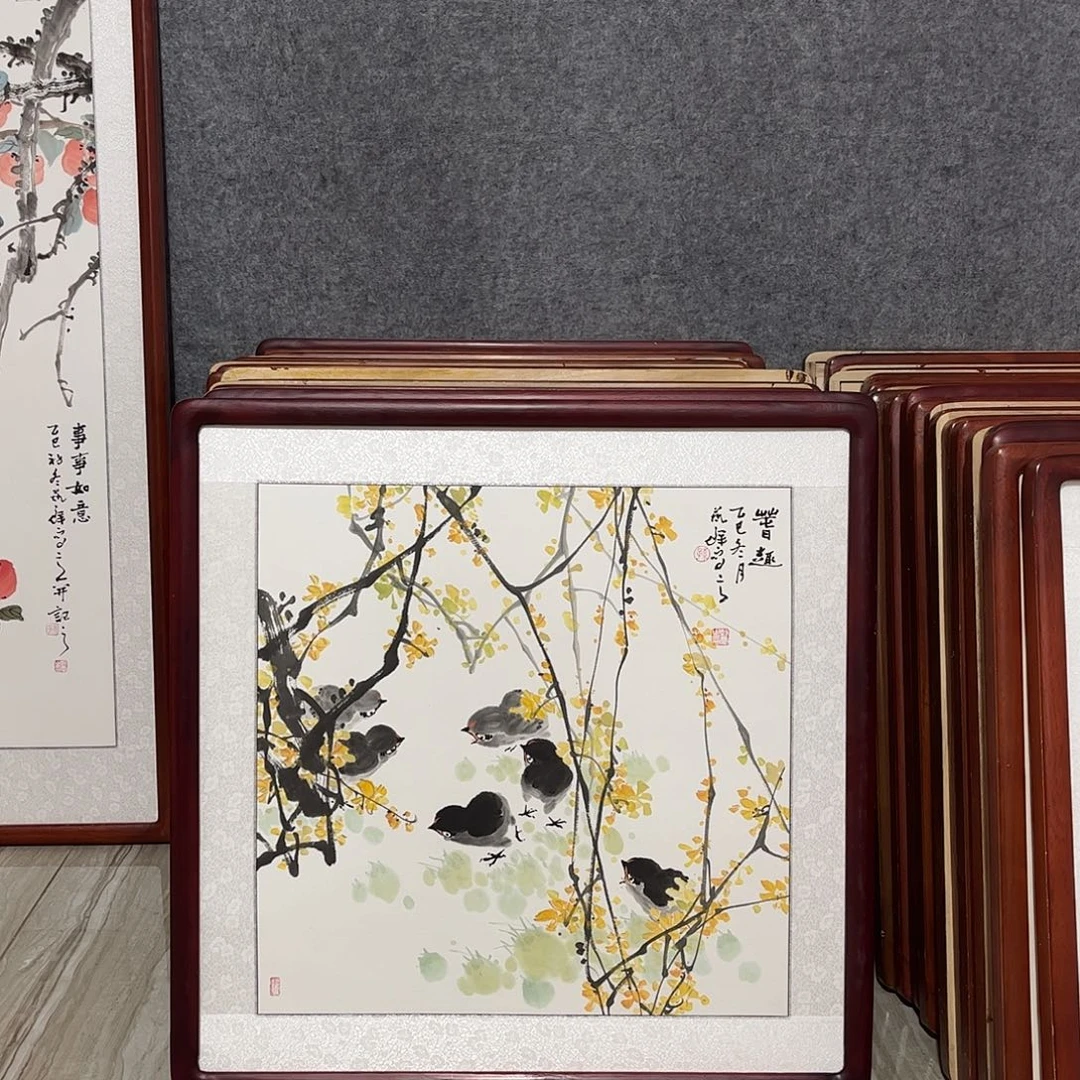 国画书画作品带框63×63