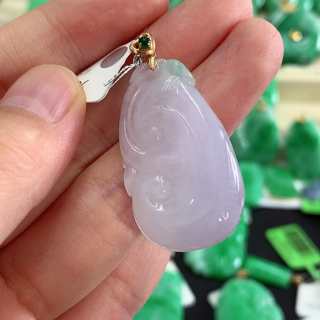 翡翠18K金镶嵌吊坠(不含链)