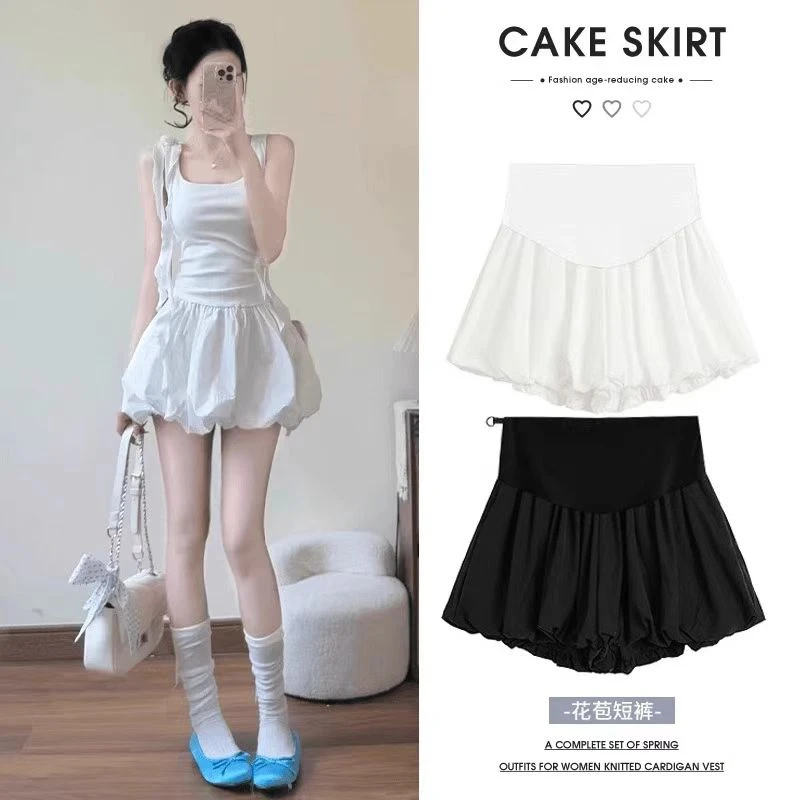 孕妇短裤夏季2025港风夏装气质遮肚显瘦宽松大码半身裙花苞裤裙