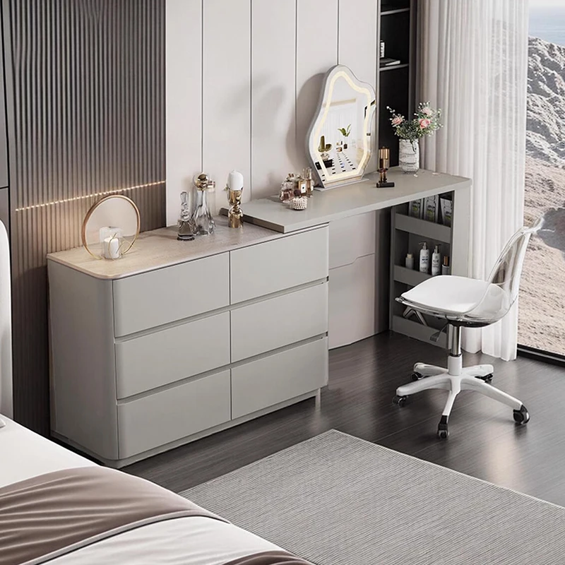 梳妆台斗柜一体化妆桌2025新款轻奢高级卧室现代简约转角收纳斗柜