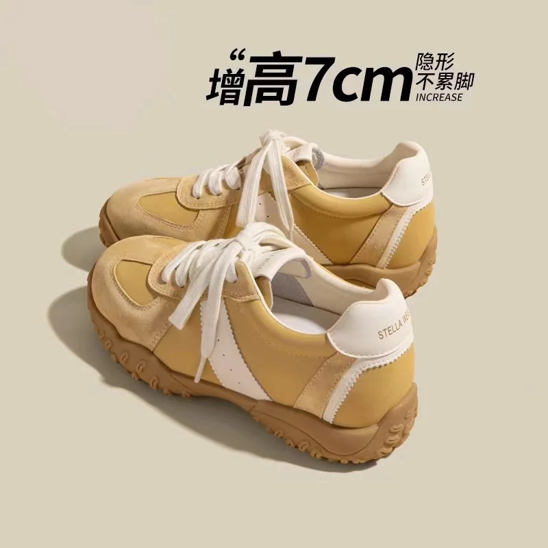 厚底7cm内增高德训鞋女2025新款百搭运动休闲鞋软底小个子阿甘鞋