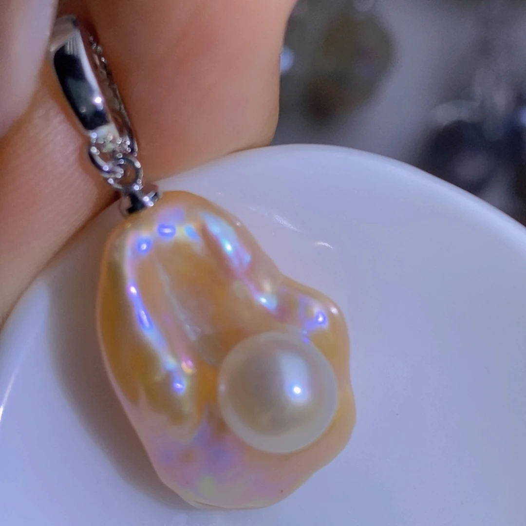 银S925镶嵌天然淡水珍珠淡水珍珠