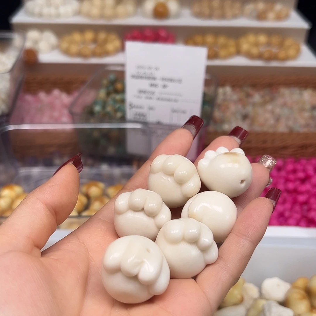 手串菩提根/象牙果微瑕白猫爪6颗有裂