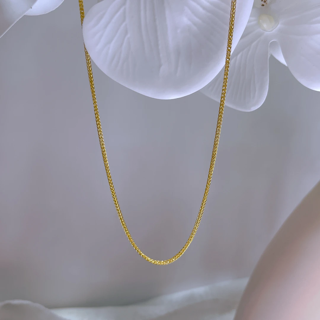 5G时尚黄金可调节足金999肖邦素链项链