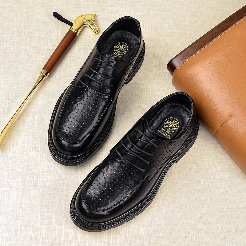 1311皮鞋男夏季透气新款镂空打孔男士休闲潮流百搭舒适圆头鞋子男