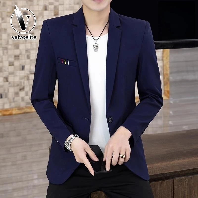 VALVOELITE休闲西装男士新韩式时尚单顶秋冬季修身西装夹克服装潮