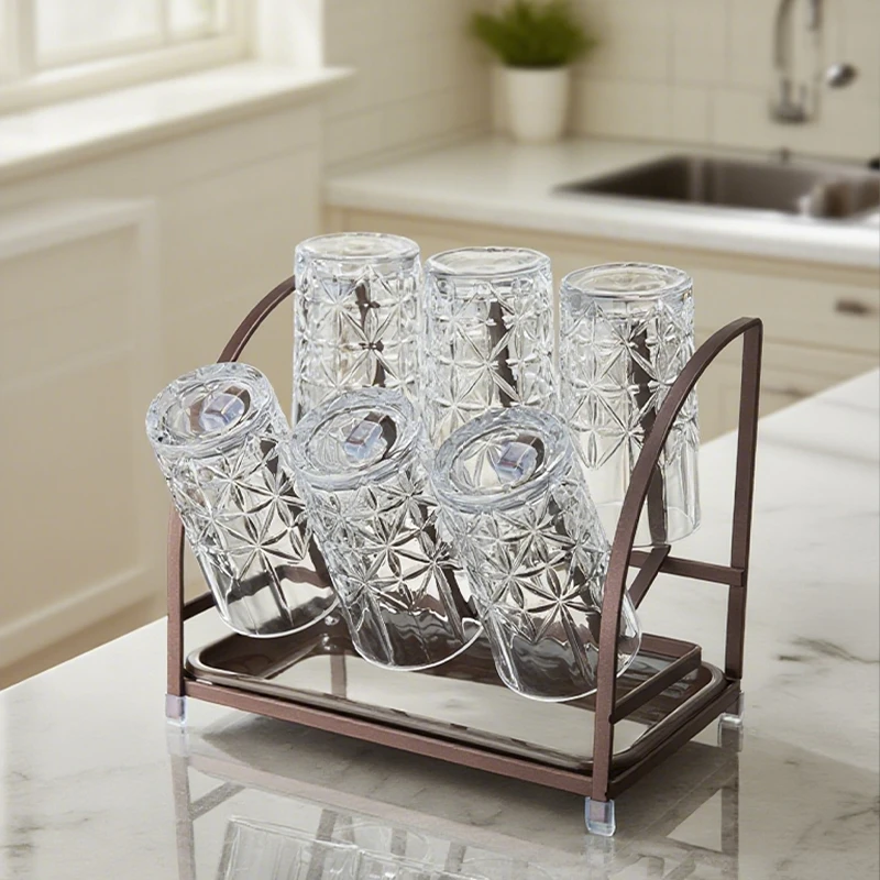 创意加厚啤酒杯水杯饮料杯耐热无铅玻璃杯带杯架组合2025网红爆款