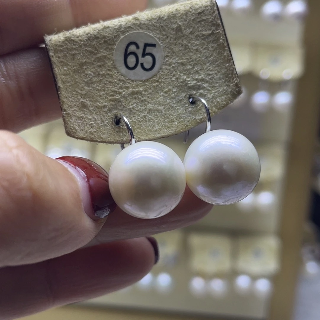 耳饰银S925镶嵌淡水珍珠