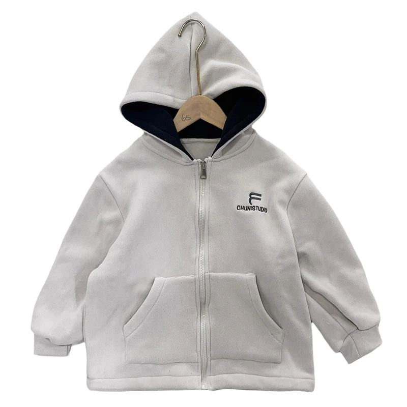 女童外套加绒加厚秋冬2024新款儿童连帽卫衣开衫帽衫上衣WS215