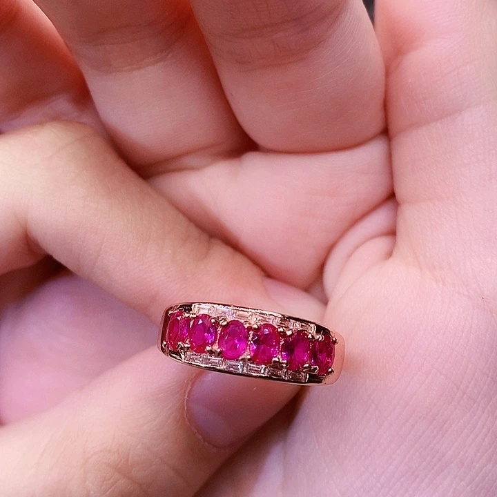 红宝石戒指银S925镶嵌