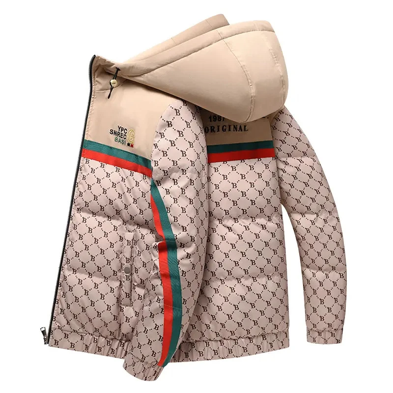 冬季男士棉衣外套2025新款欧货棉服男款修身连帽拼接加厚青年冬装