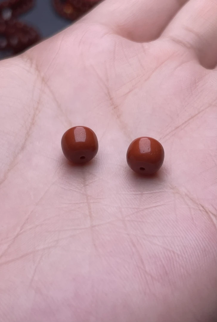 8mm➕一对瓦西锦红老型单珠可作顶珠腰珠隔珠
