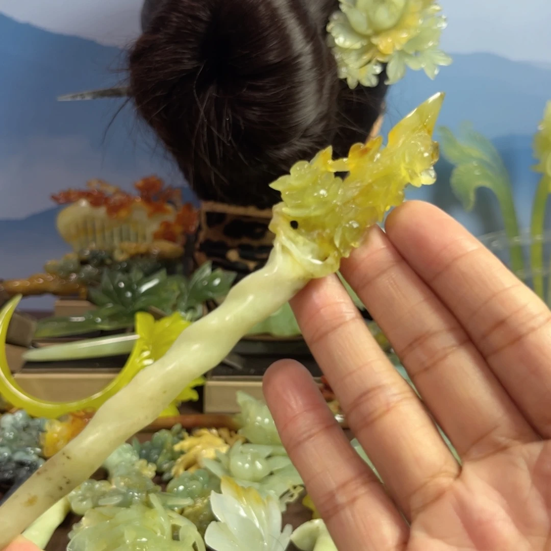 蛇纹石玉发饰合金