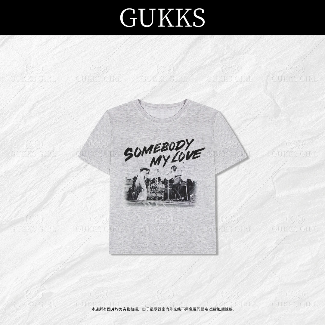 明明GUKKS/数码直喷经典印花百搭时尚T恤上衣85021