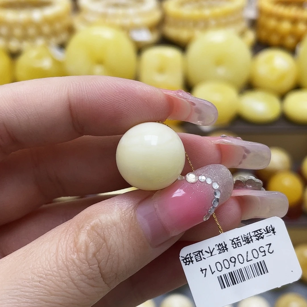 裸石琥珀未镶嵌15.3mm浓蜡妖花圆珠微瑕