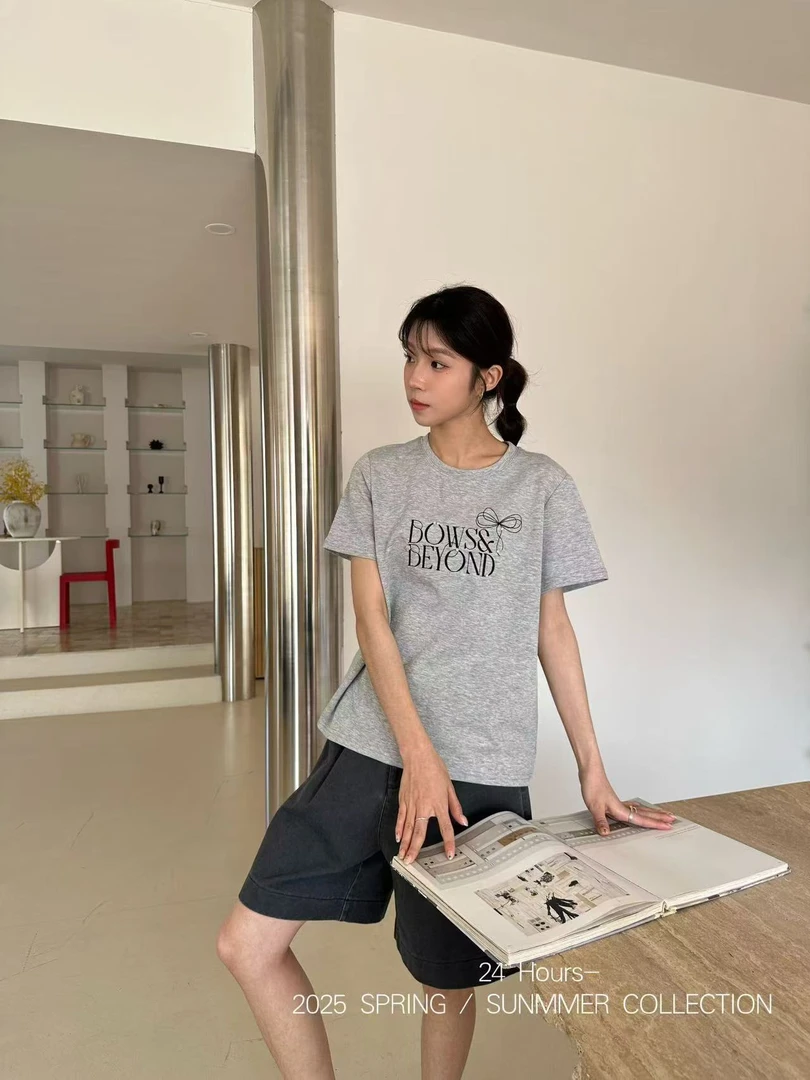 24hours刺绣显瘦百搭短袖 25037