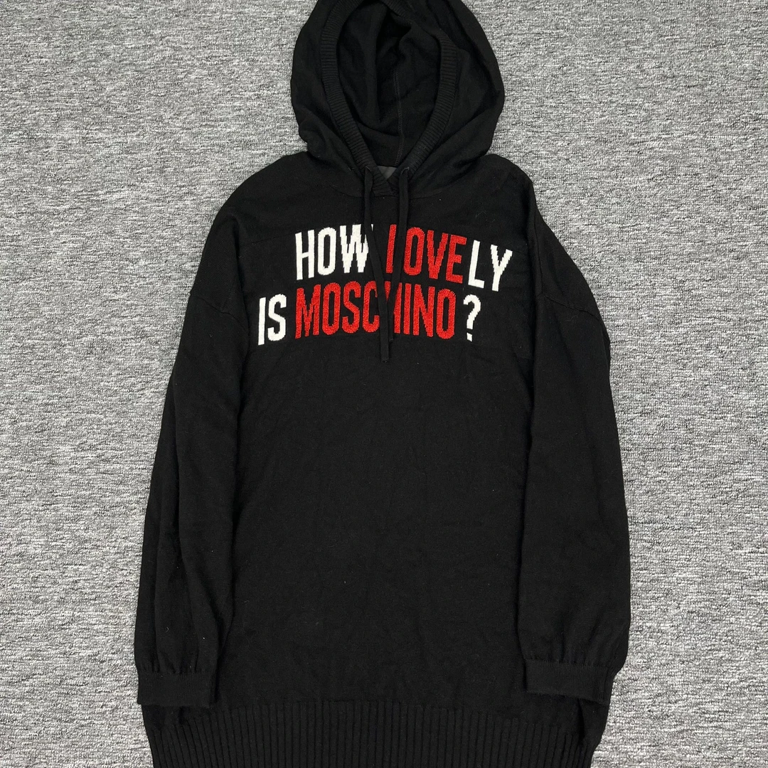 99新 Moschino/莫斯奇诺 字母连帽针织卫衣/38码/98新