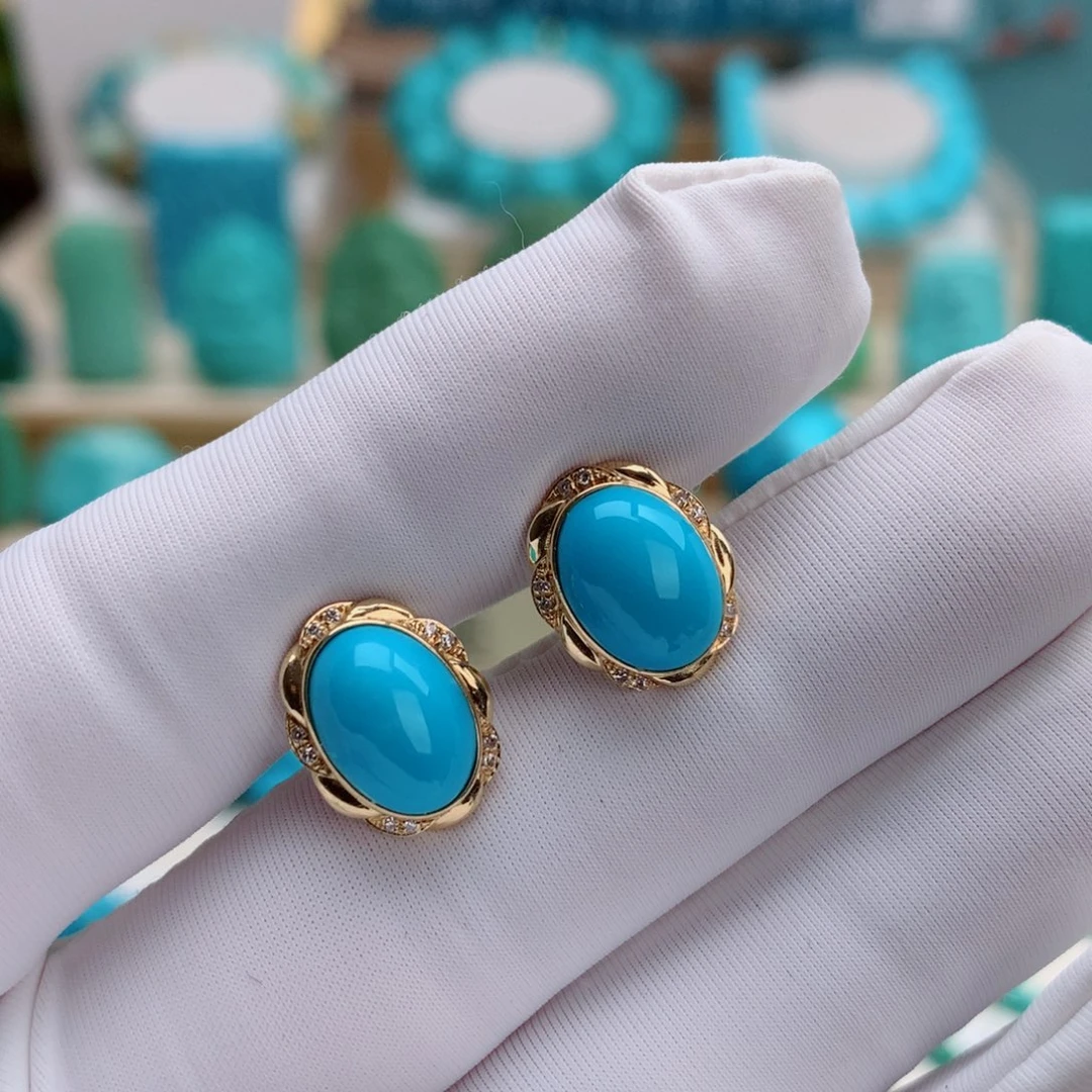 绿松石18K金镶嵌挂件