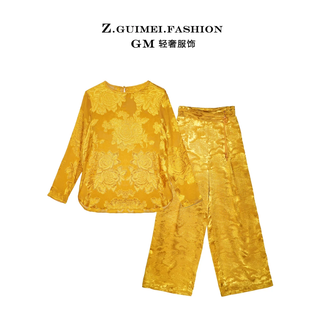 【肆姐高定】设计师款复古暗纹提花套装XY1337