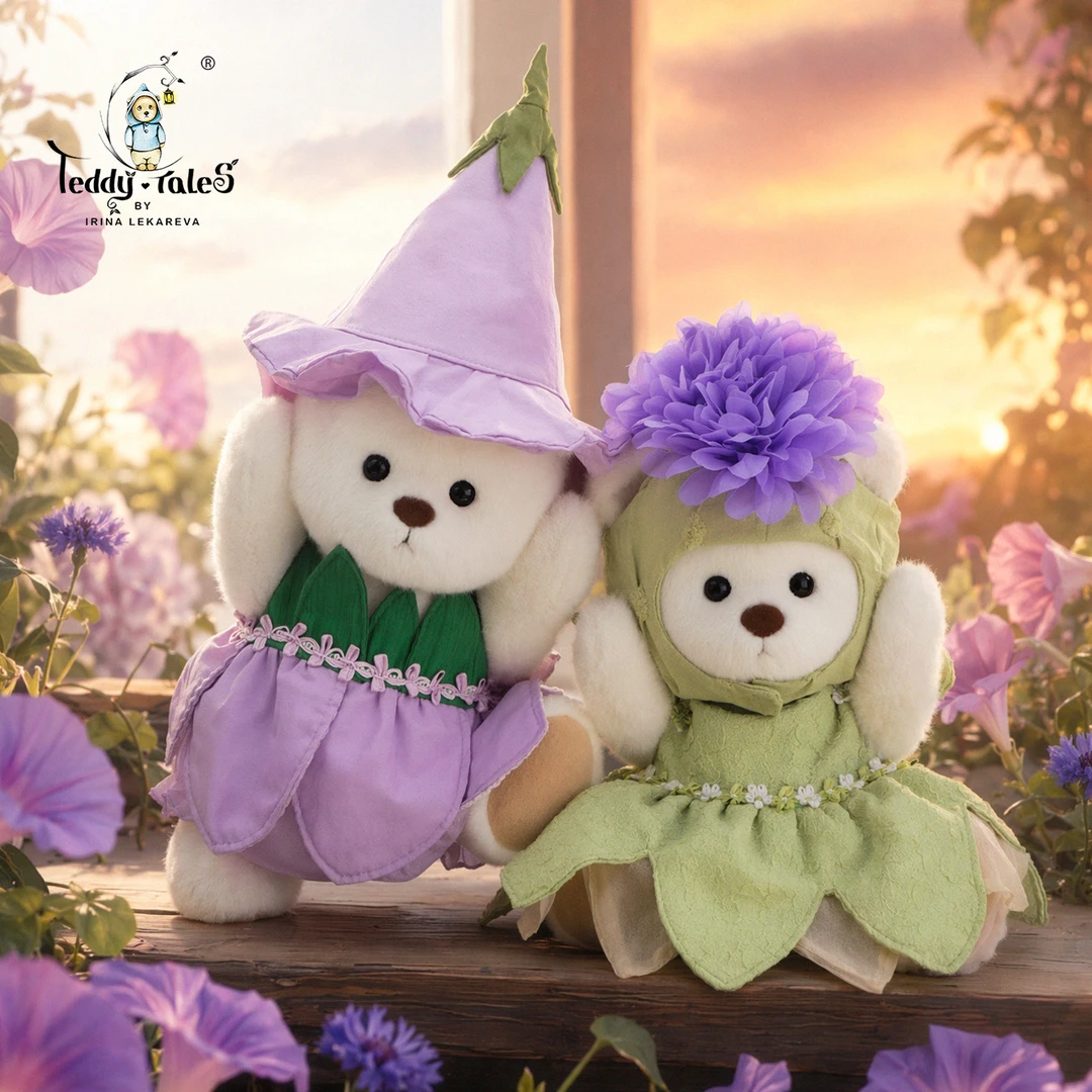 TeddyTales莉娜熊花朵系列小熊毛绒玩偶可爱娃衣服连衣裙套装着替