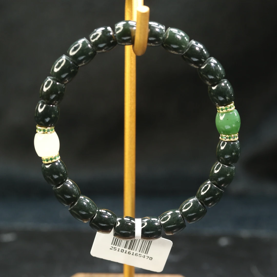 22和田玉青玉手串/600130上海嘉禾拍卖