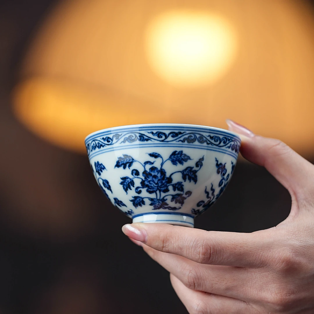 舜瓷天工一品四季花韵杯喝茶功夫茶具手绘家用中式复古手工纯手工