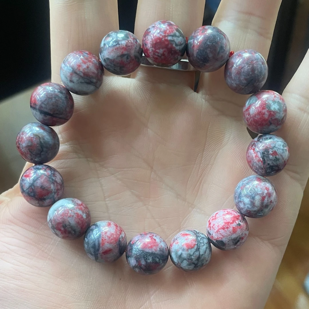 天然辰砂天然辰砂天然原石手串13.5mm 多样性发其一
