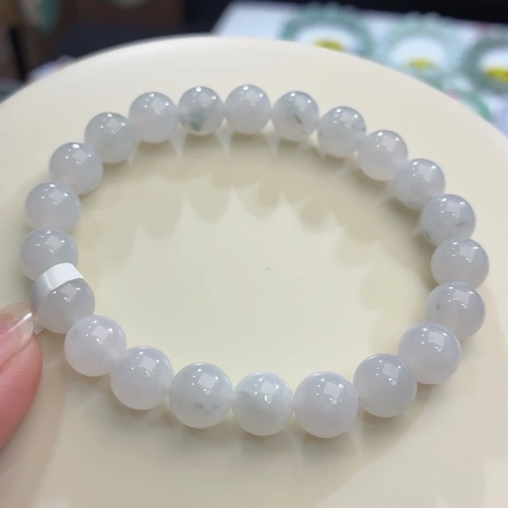 翡翠未镶嵌手链冰胶蓝飘卡8.4