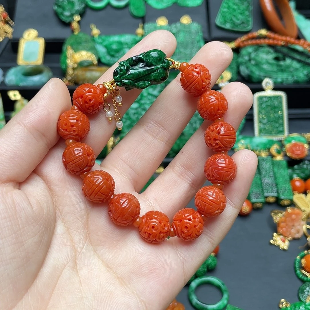 好***茶翡翠银S925镶嵌颈饰