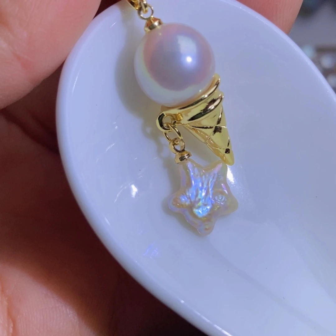 银S925镶嵌珍珠淡水珍珠