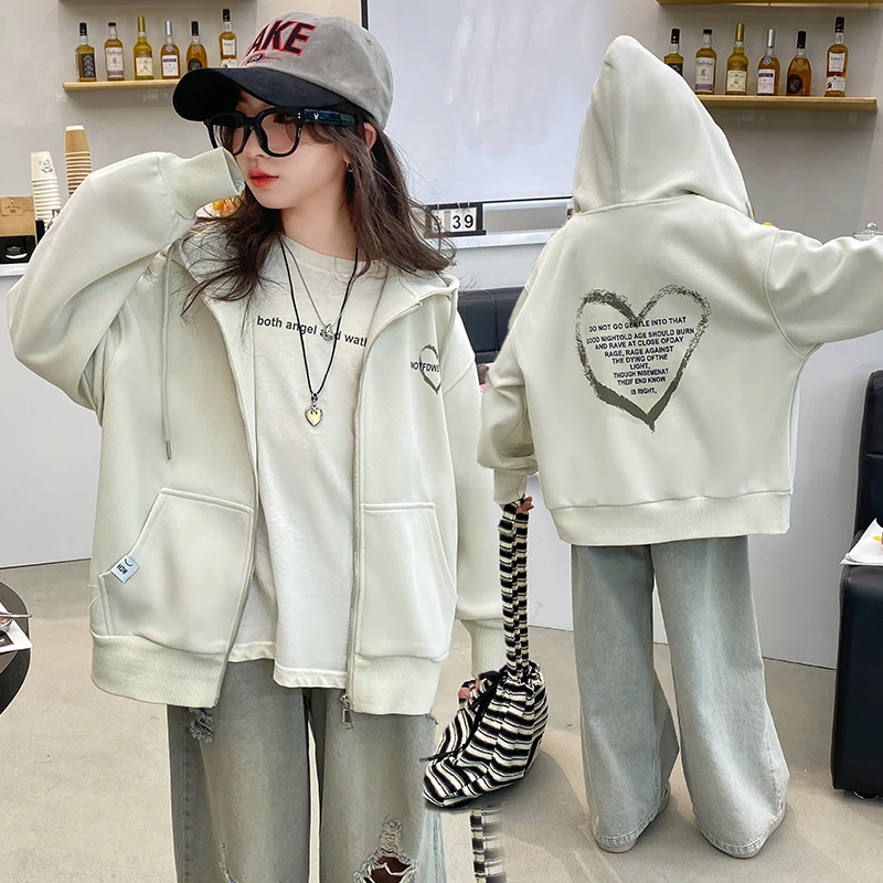 女童春秋外套2025新款6-12岁15岁中大童宽松休闲洋气宽松学生上衣