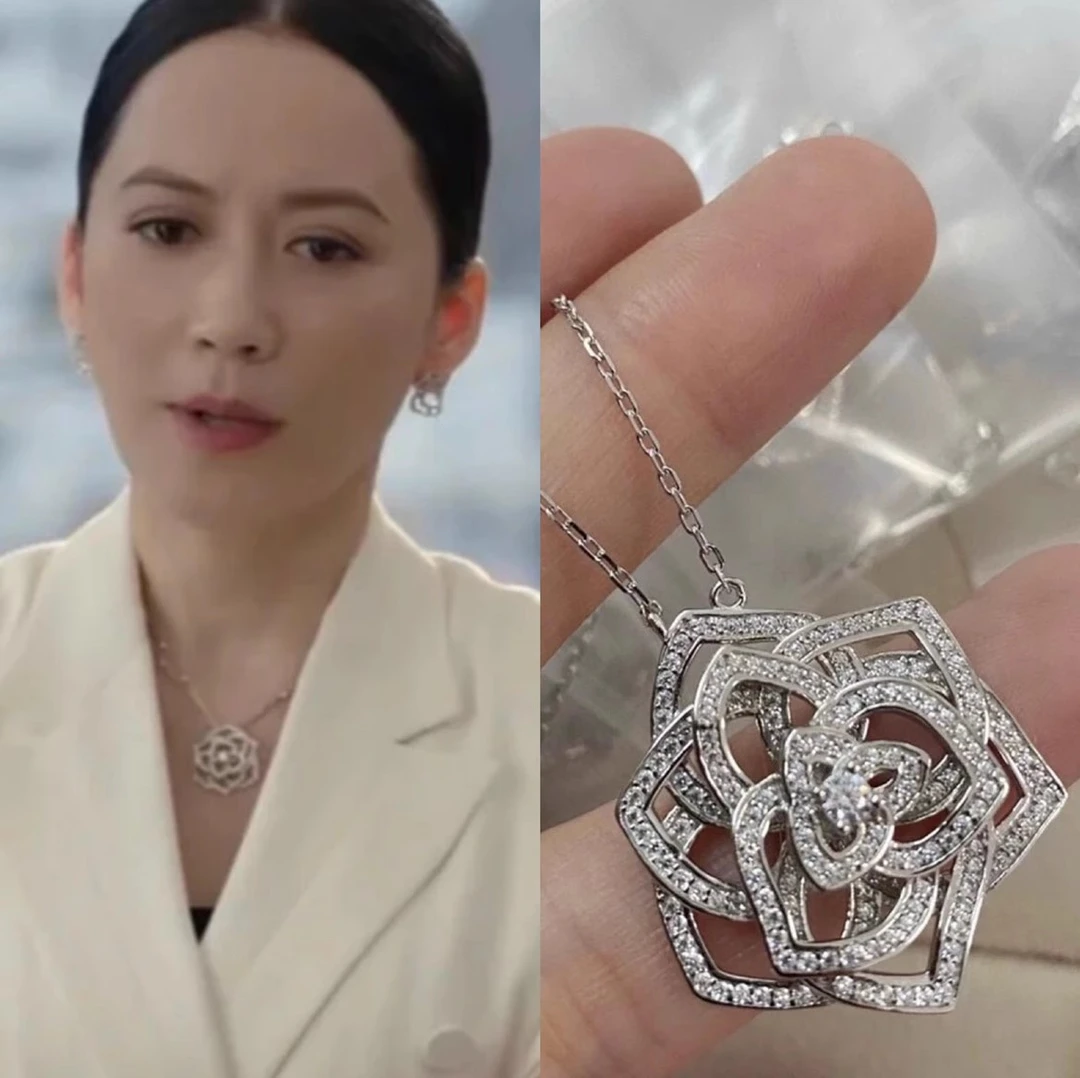 合金项链 瑰之战俞飞鸿Y令仪同款项链挂坠挂件颈链山茶花层叠吊坠