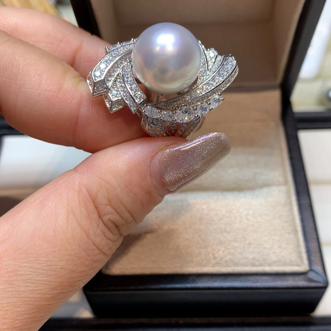 海水珍珠戒指银S925镶嵌