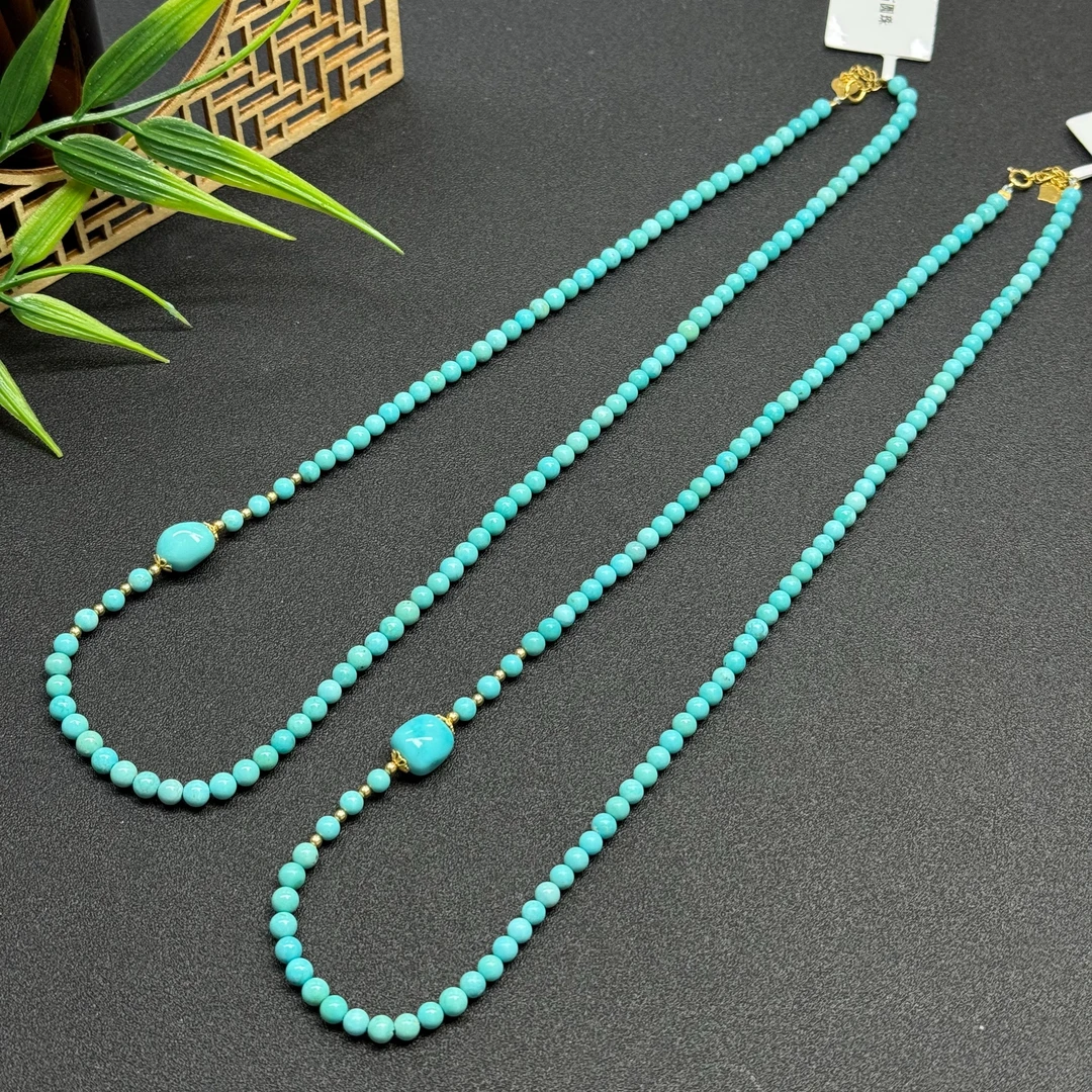 【厚爱公主专享】18K金绿松石圆珠项链LSWG-515 多样性发一