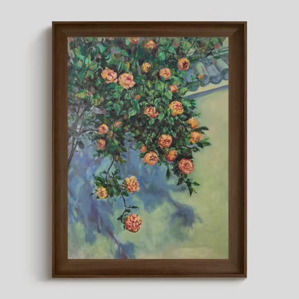 印象派莫奈窗边花语中古装饰画复古餐厅客厅走廊背景墙挂画SA16