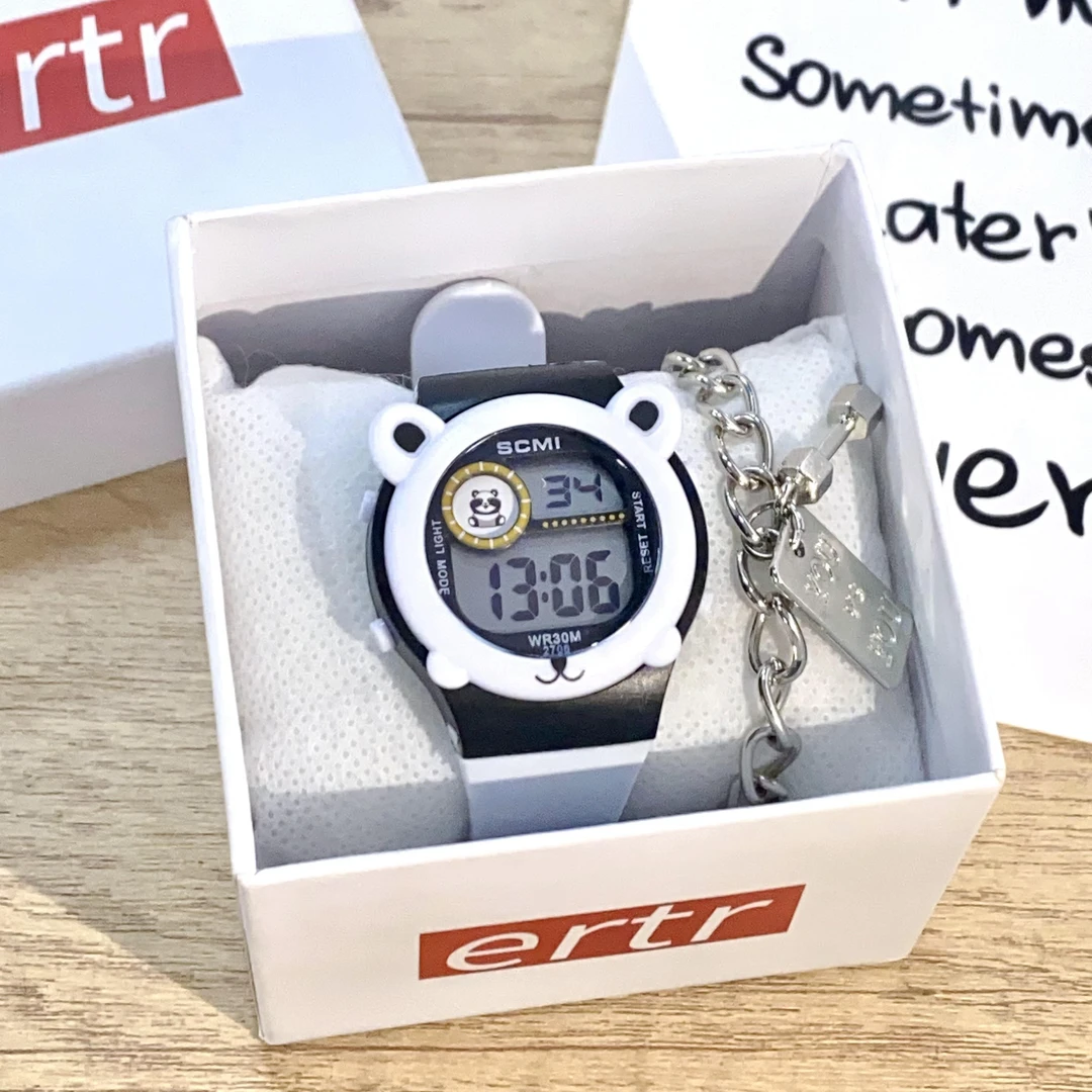 熊猫儿童手表女孩男孩小学生专用幼儿园卡通小孩只看时间电子手表