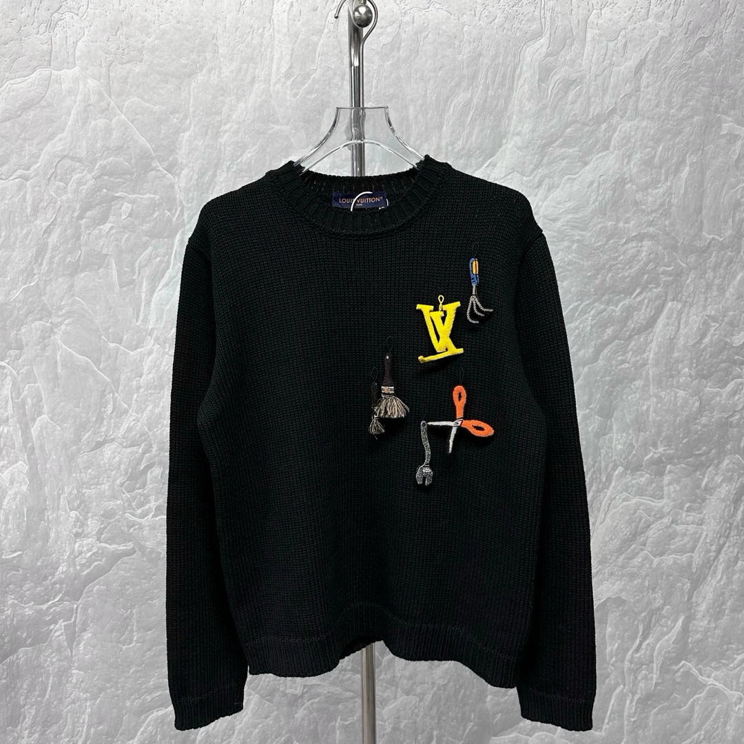 未使用 LouisVuitton/路易威登 工具串珠logo针织毛衣 L码 P01153