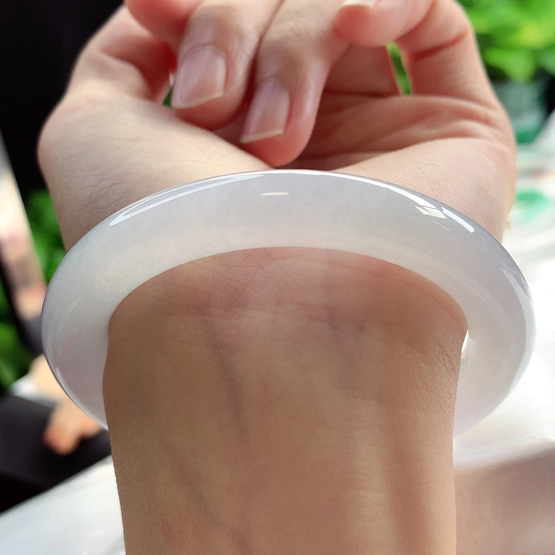 未镶嵌手镯翡翠54-55圈口白冰时尚百搭经典耐看3号